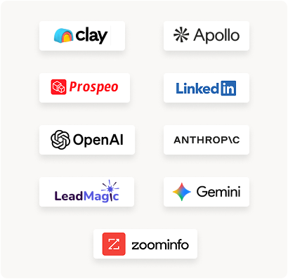 Powered by Clay, AI Agents, and 100+ Integrated Data Sources